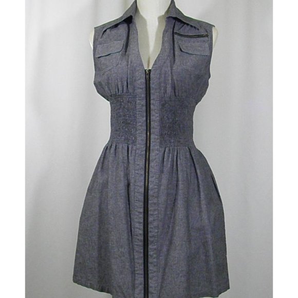 Snap Sleeveless front Zip Mini Dress - Picture 1 of 9